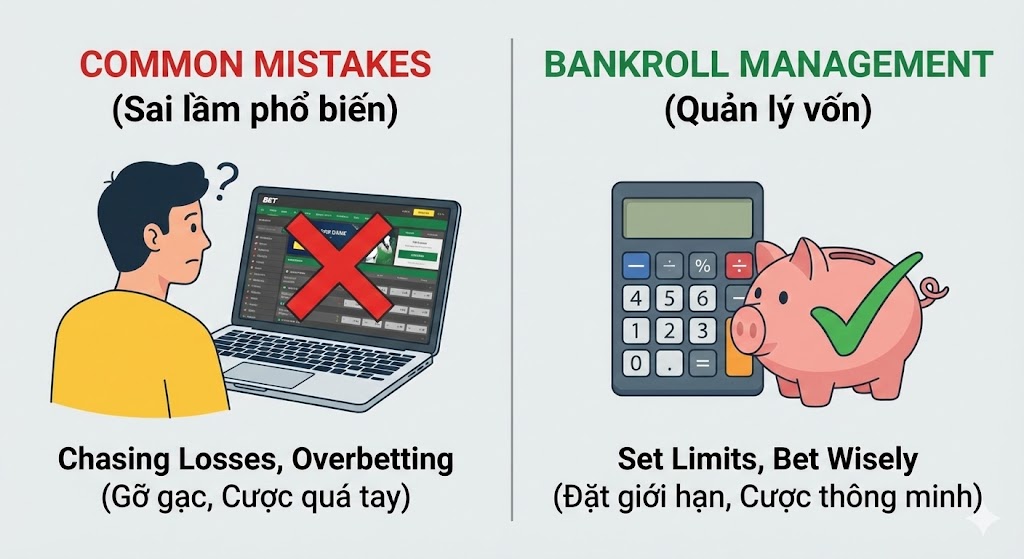 Những sai lầm phổ biến khi chơi kèo cơ hội kép và cách quản lý vốn cho người mới