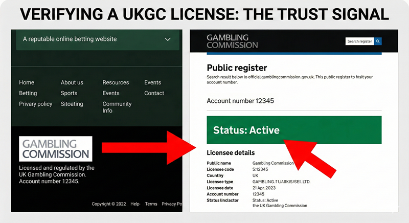 Hướng dẫn kiểm tra logo Gambling Commission Active dưới chân trang nhà cái